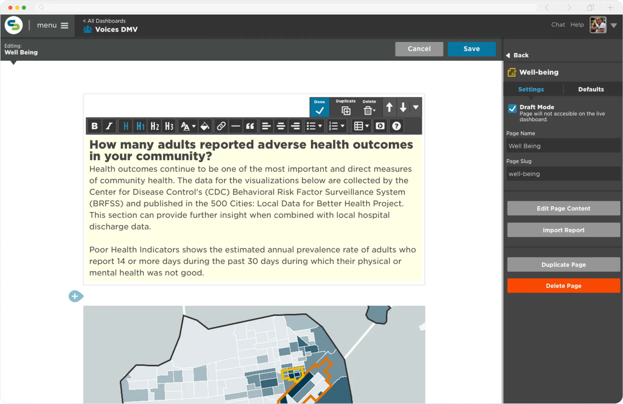 Page editing with component and global page options