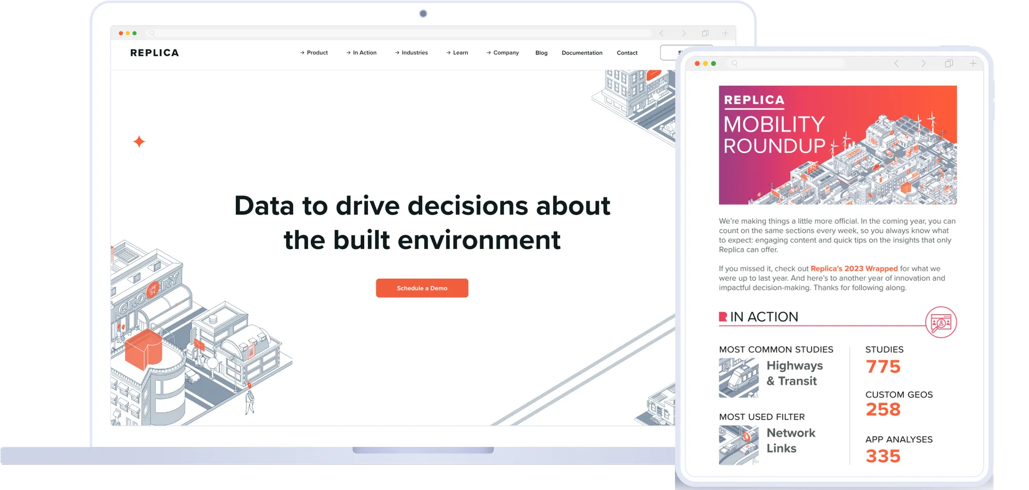 The Replica site and newsletter, built on the product-first brand.