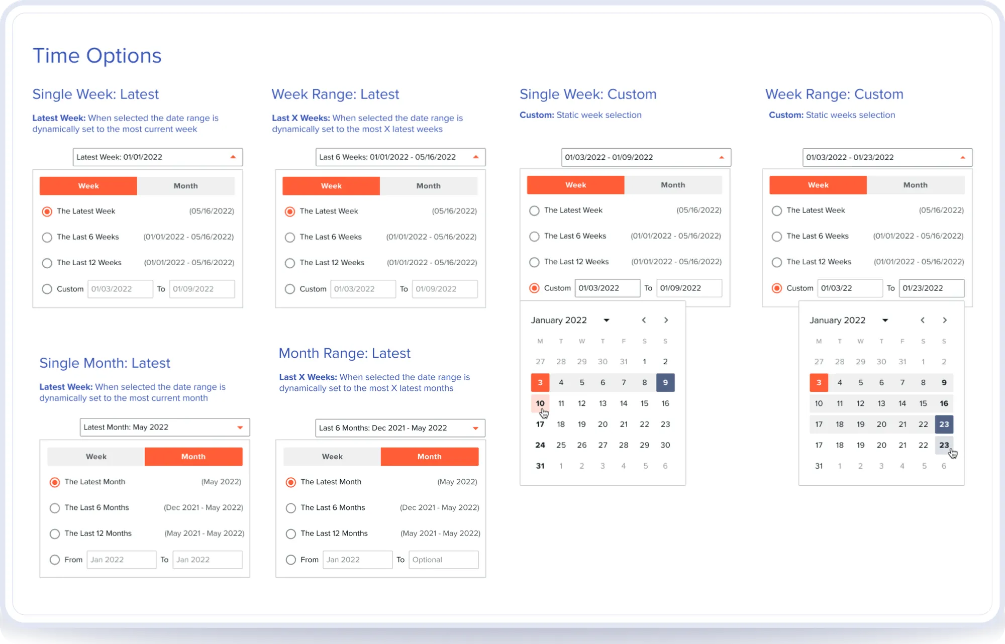 Time options